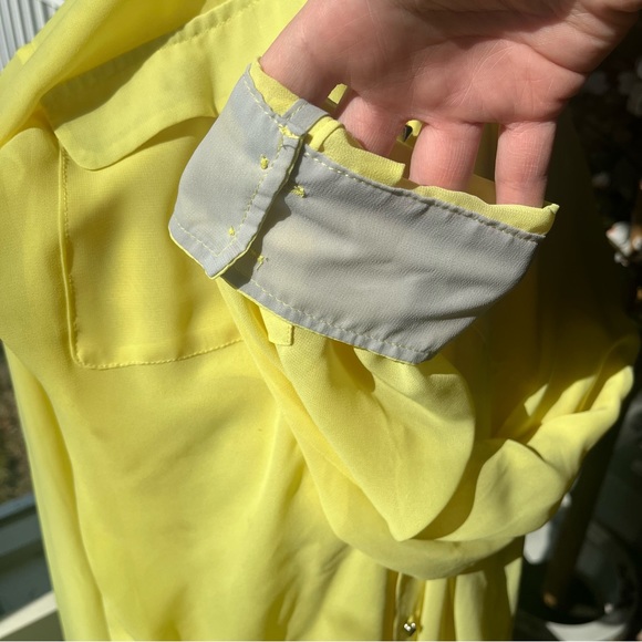 Guess Sheer Button Down Blouse with Studded Buttons, Size L - Picture 9 of 16